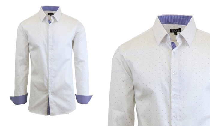 mens shirts with contrast inside collar and cuffs