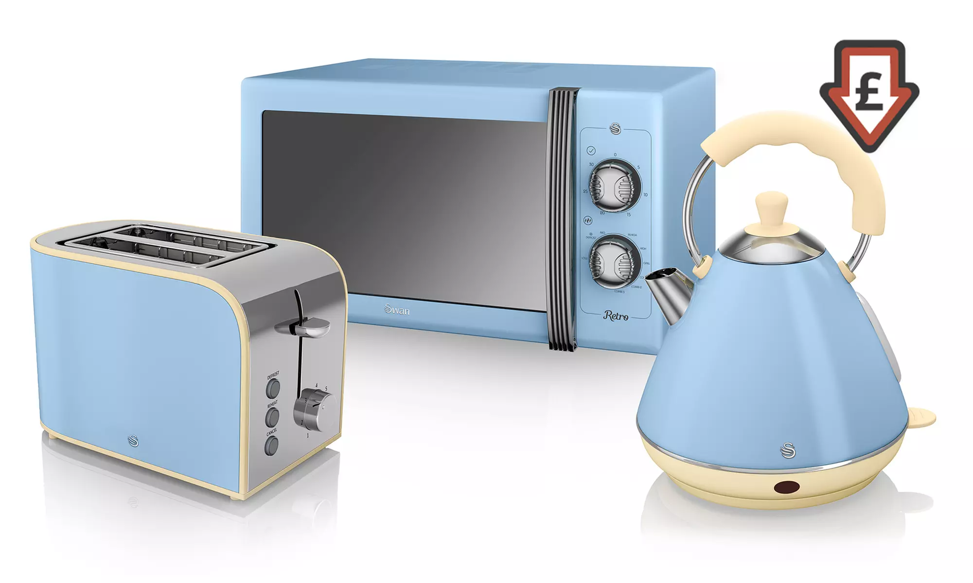 Swan Three-Piece Kitchen Set: Microwave, Kettle and Toaster in Choice of Colour for £114.98 With Free Delivery - Primary Image