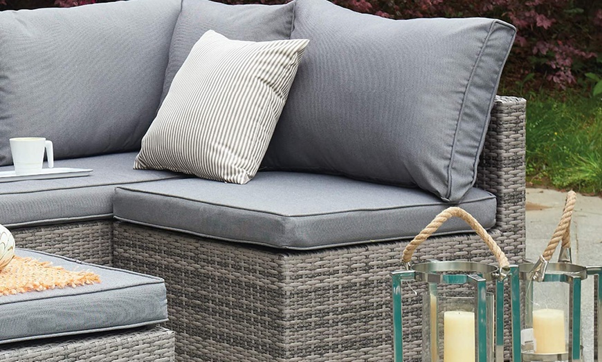 Image 3: Outdoor Rattan-Effect Sofa Set with Rain Cover