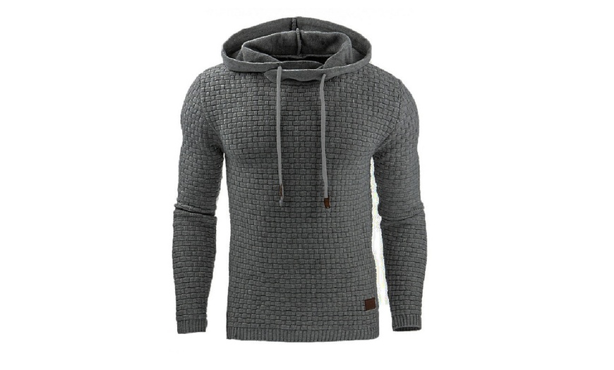 Image 4: Men's Slim-Fit Textured Hoodie