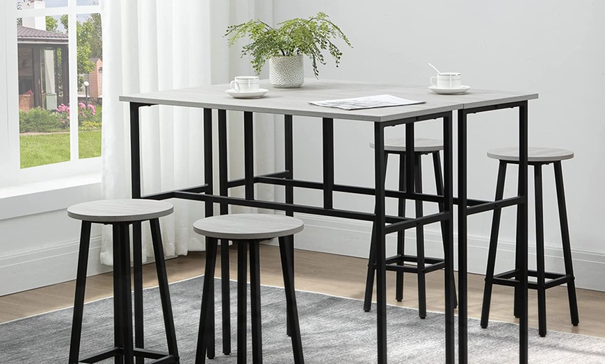 Image 1: Homcom Bar Table with Stools Set