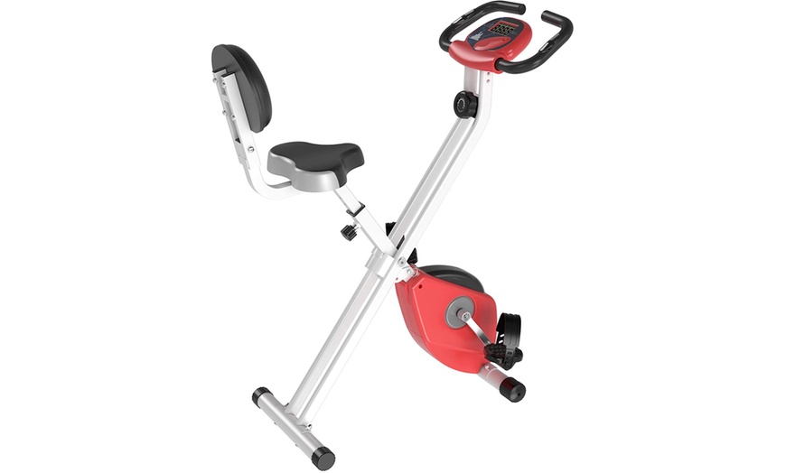 Image 4: HomCom Fold-Away Exercise Bike with 8-Level Resistance and LCD Display