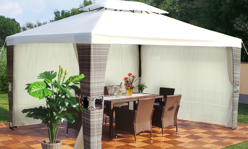 Image 3: Rattan-Effect Gazebo with LED