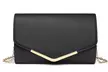 Miss Lulu Vegan Envelope Clutch Bag With Long Gold Chain Strap - Image 2