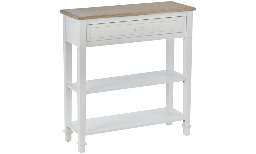 Image 1: HomCom Hallway Console Table with Drawer