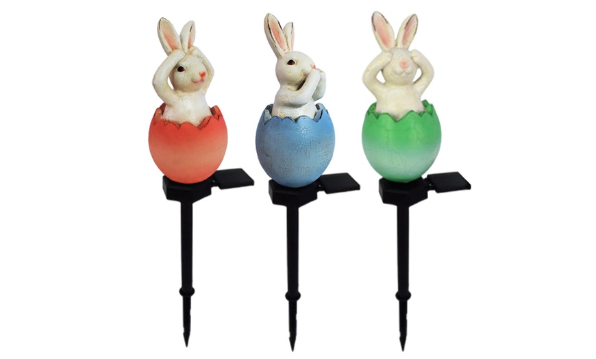 Image 1: One, Two or Three Rabbit-Shaped Sculpture Solar Garden Lights