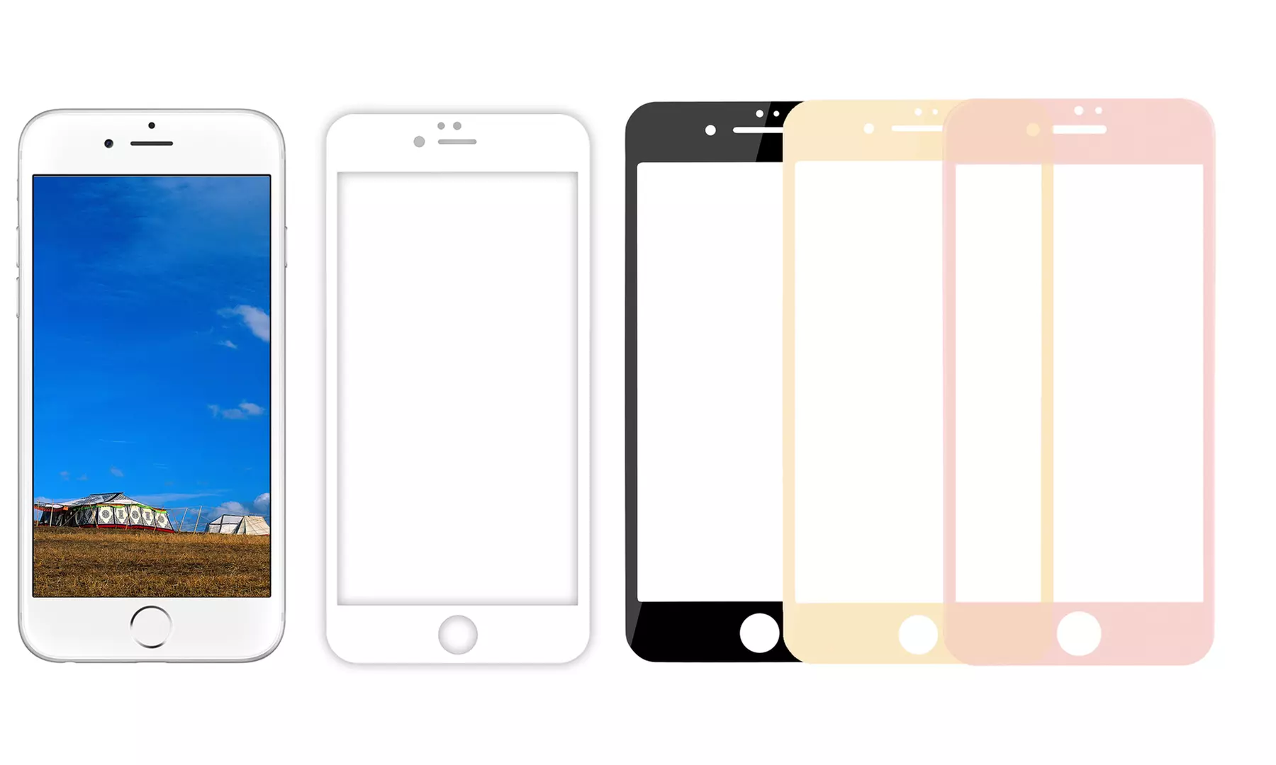 GPCT 3D Curved Tempered Glass Full Screen Protector for Apple iPhone 6/6+, 6S/6S+, 7/7+ - Primary Image