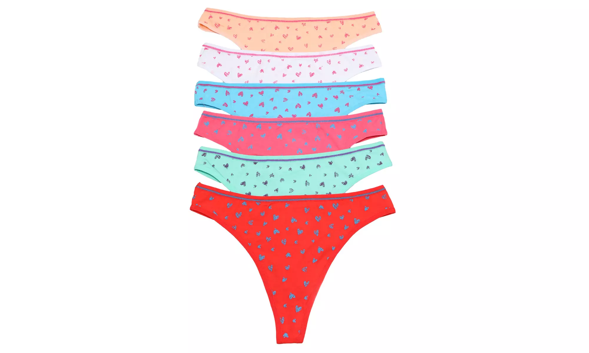 Angelina Six-Pack Cotton Cut Panties with Print