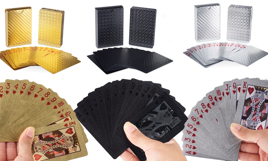 Image 1: Novelty Foil Playing Cards