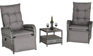 Outsunny Three-Piece Outdoor PE Rattan Bistro Set