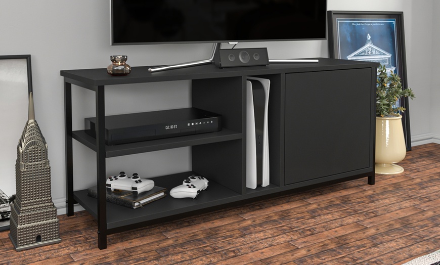 Image 8: Neola Media Television Stand with Open Shelves and Cabinet