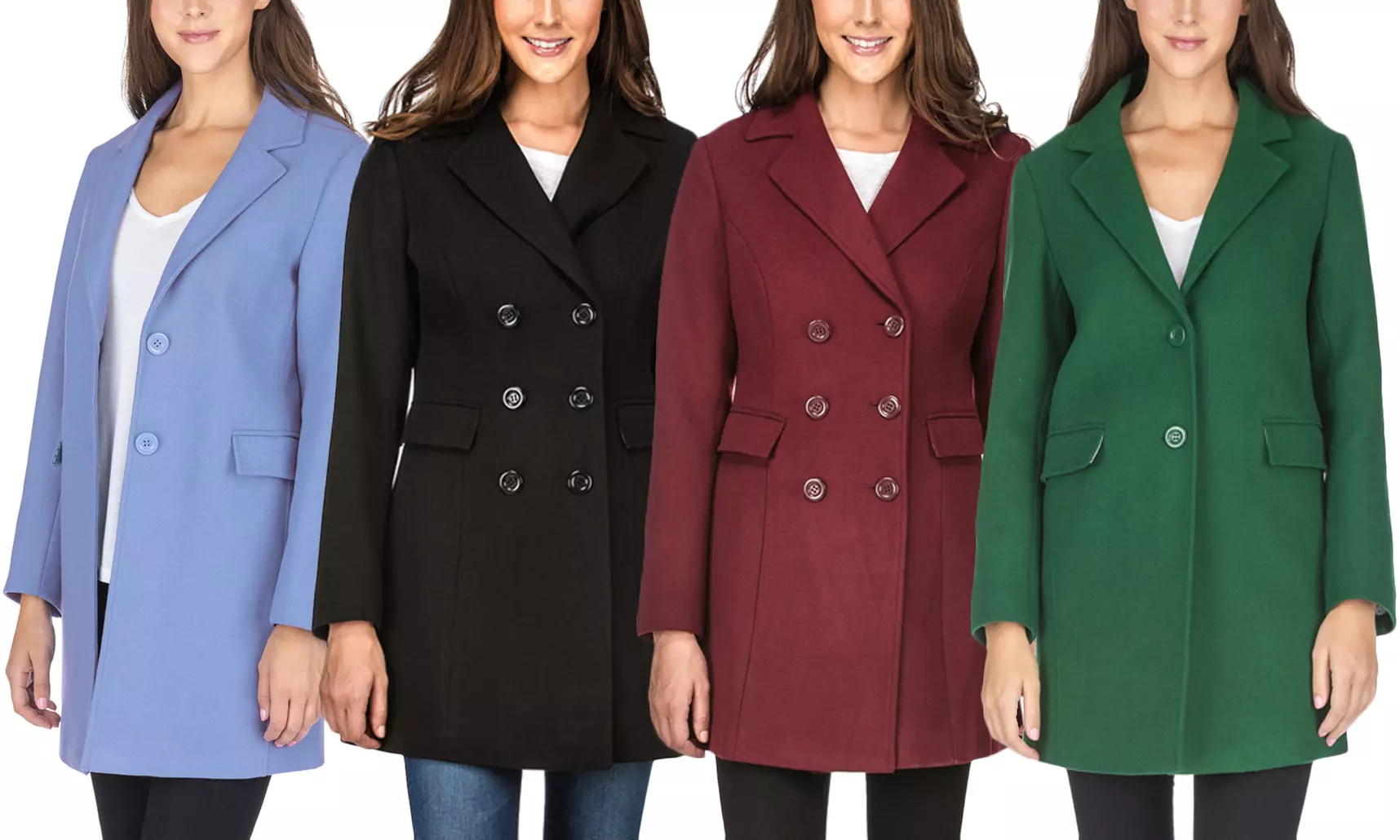 Haute Edition Women's Single or Double-Breasted Wool-Blend Peacoat. Plus Sizes Available. - Primary Image