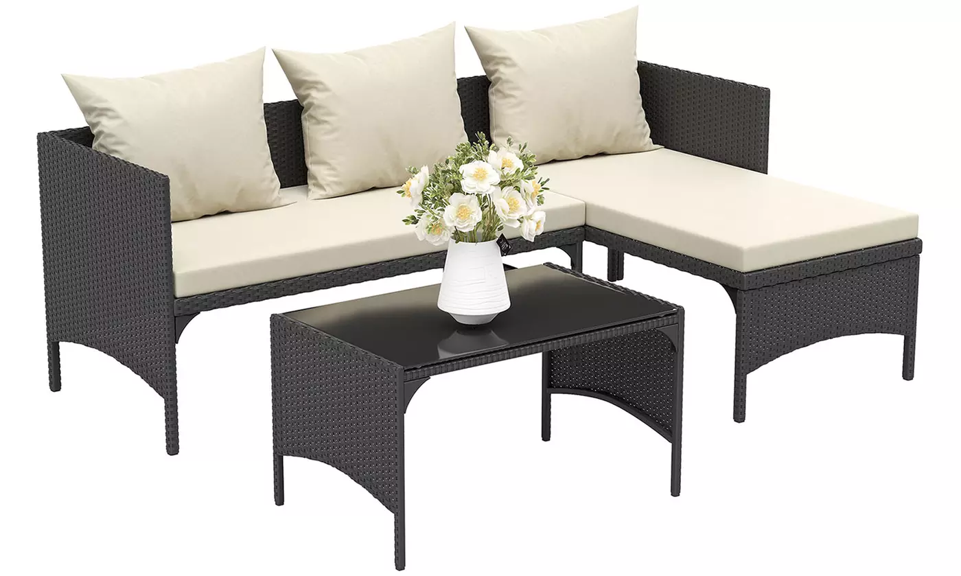 Three-Piece Rattan Effect Furniture Set