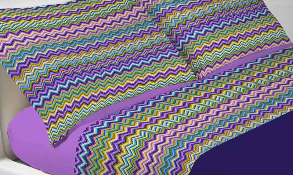 Completo lenzuola in 100% cotone fantasie rigate made in Italy