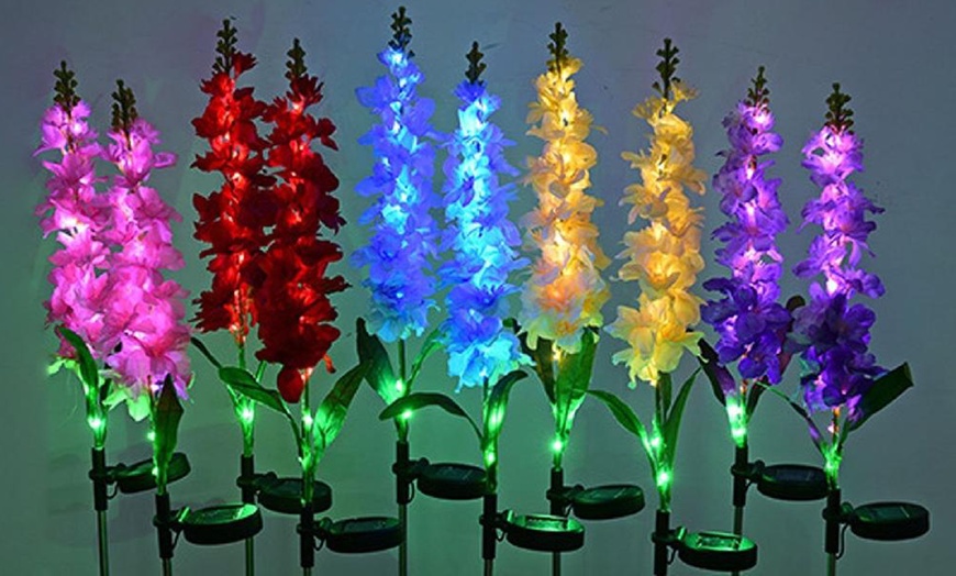 Image 2: One, Two or Four Solar Artificial Violets Flowers Lights