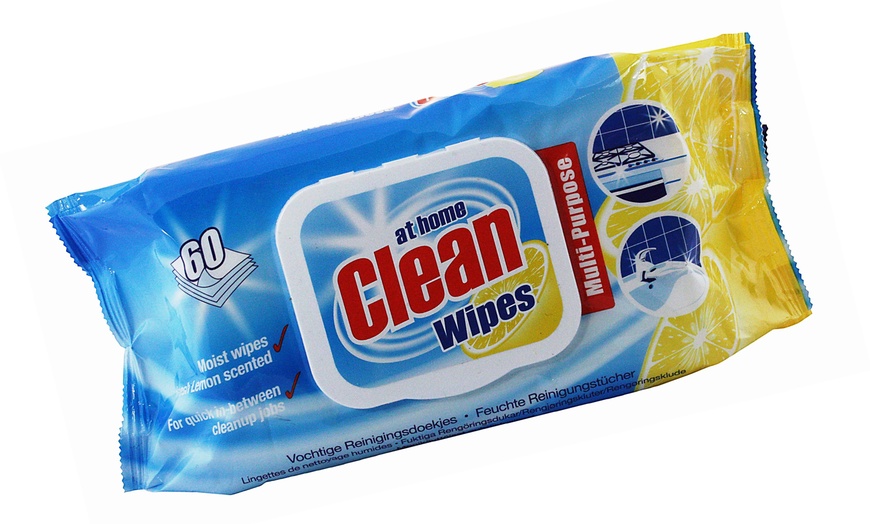 Image 2: At Home Clean 60-Wipe Packs