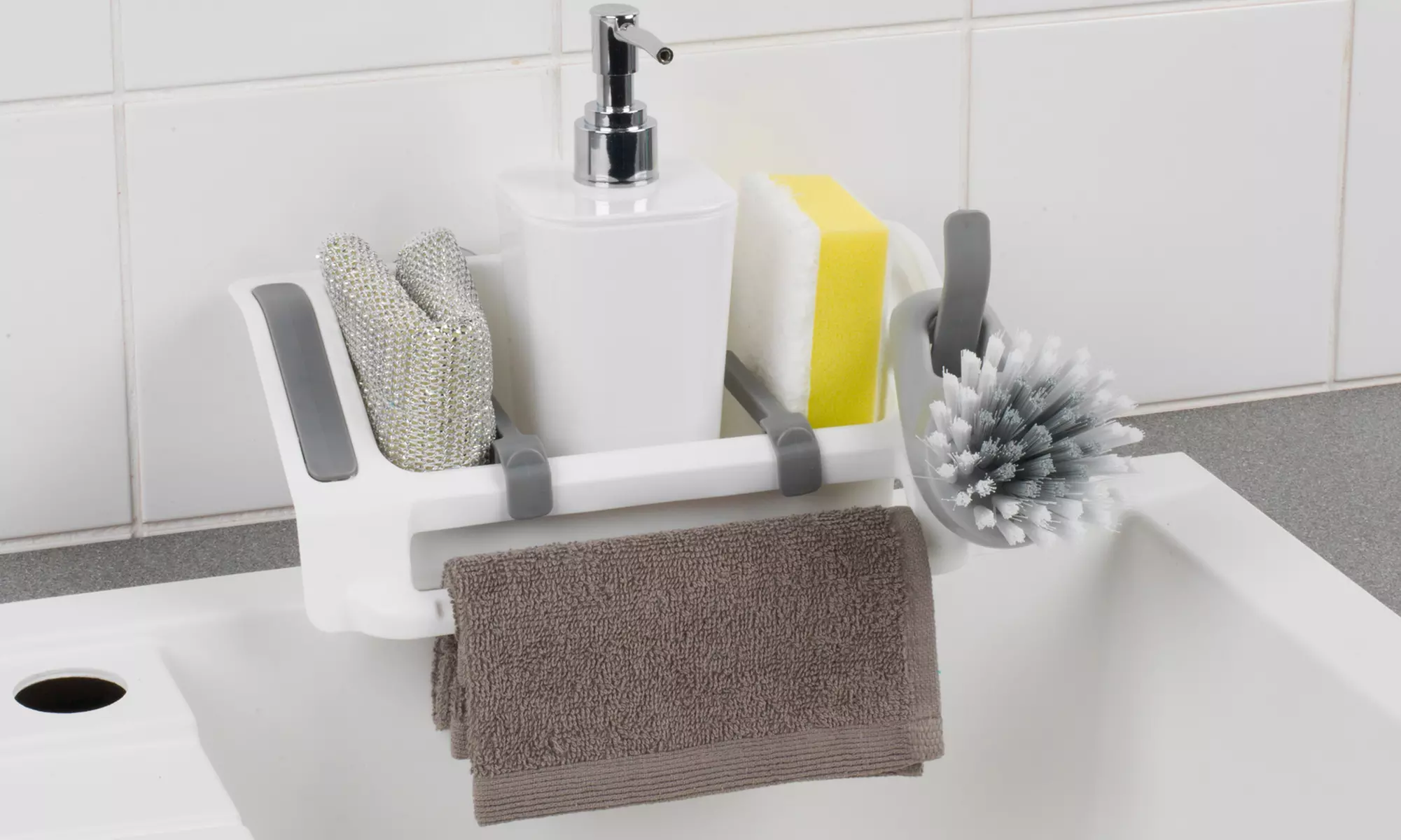 1 ou 2 paniers d'évier de stockage à paroi d'aspiration en plastique Beldray - Second Medium