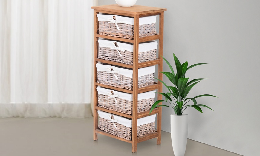 Image 13: HomCom Wicker Basket Drawers
