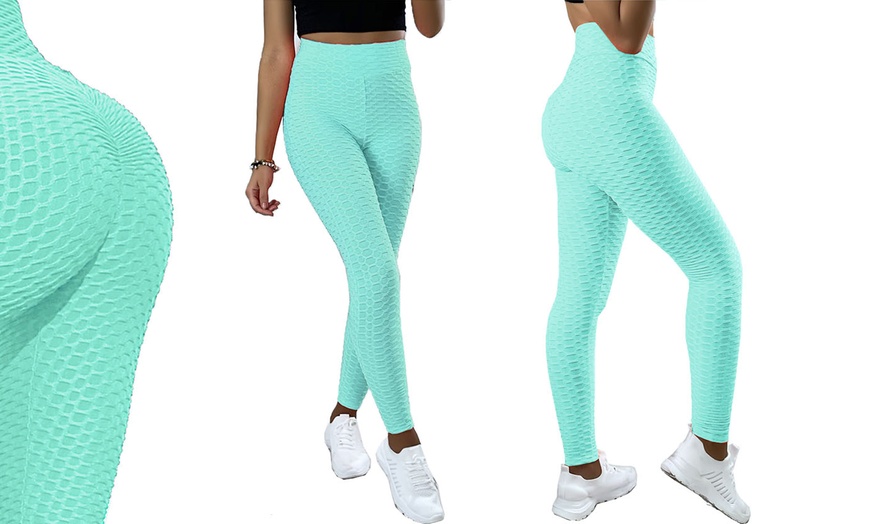 Image 5: Honeycomb Textured High Waist Leggings