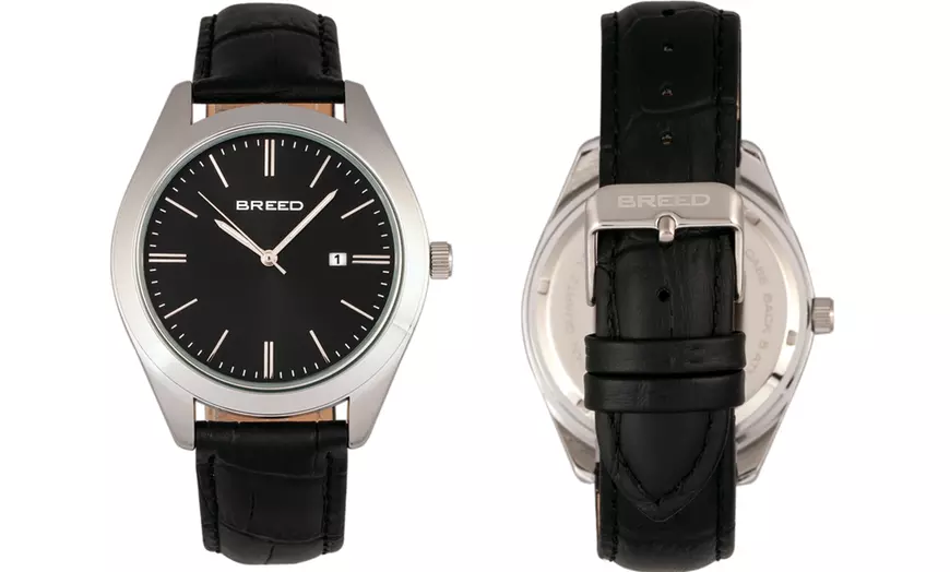 Image 5: Horloges met datum en leren band