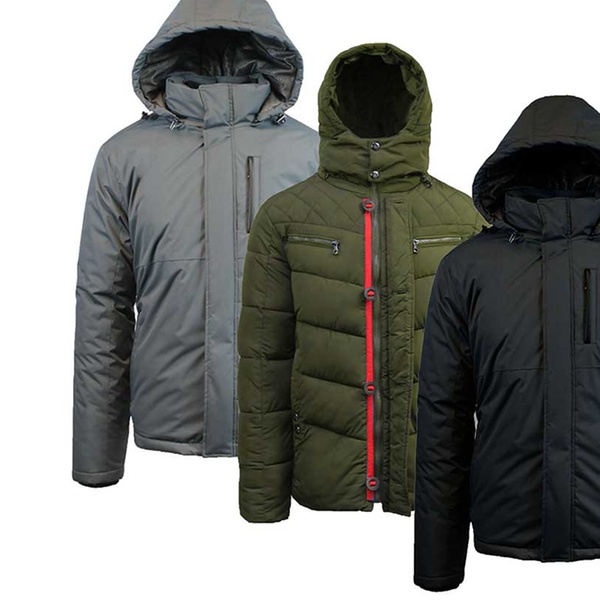 spire by galaxy men's heavyweight puffer jacket with detachable hood