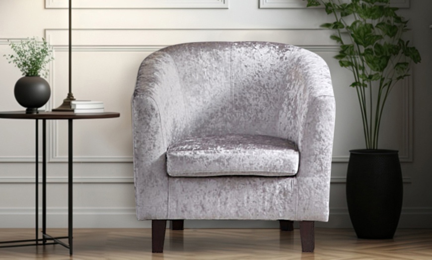 Image 4: Crushed Velvet Tub Chair