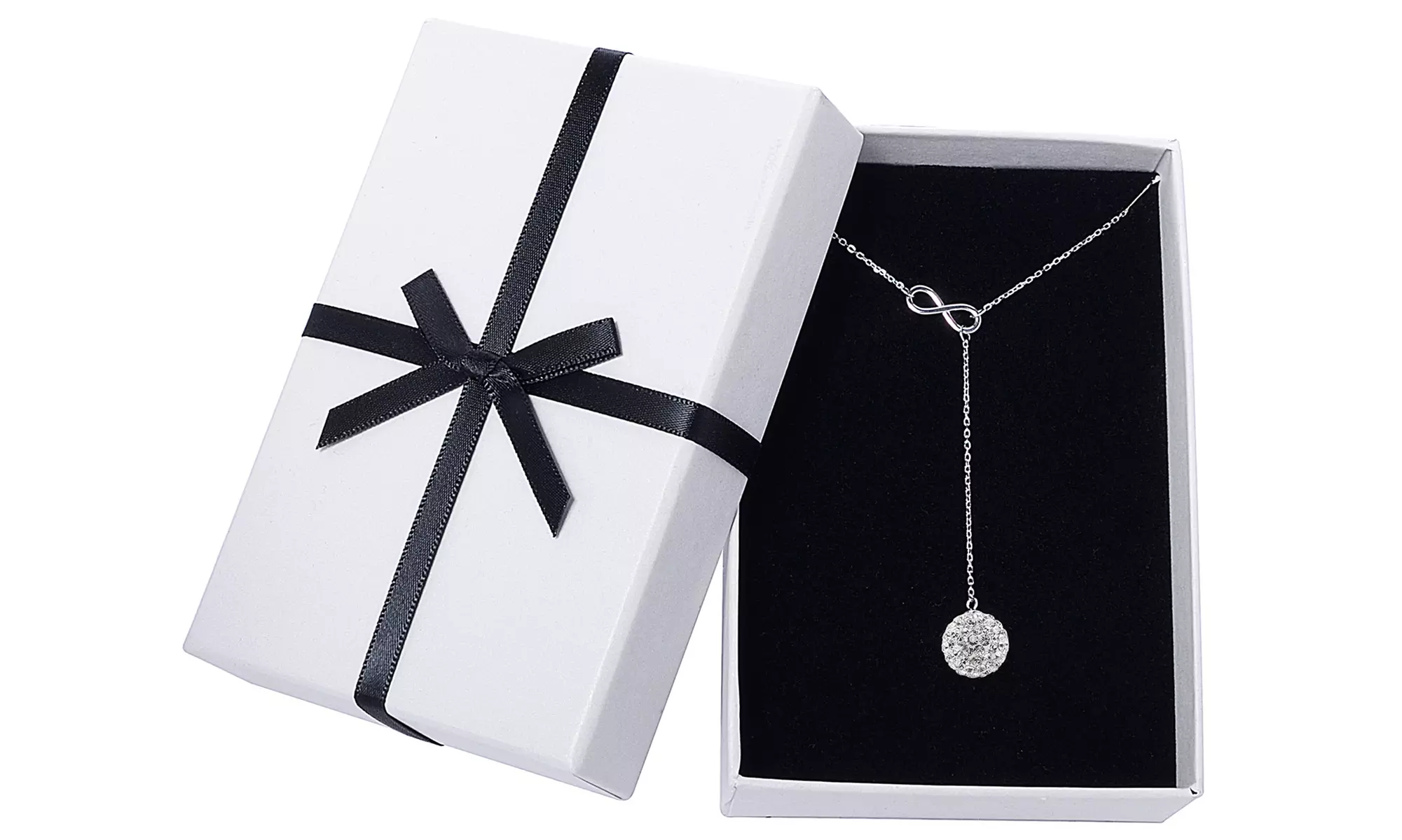 Infinity Y Necklace made with Swarovski Elements in Sterling Silver - Primary Image
