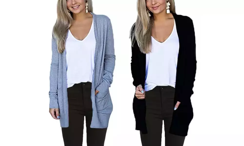1 ou 2 cardigans longs avec manches longues et 2 poches avant - Image 7