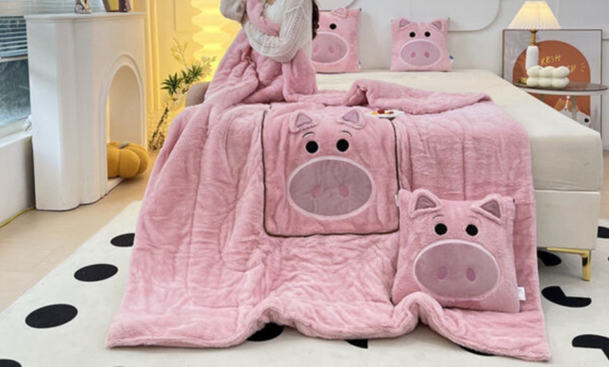 Image 7: Cartoon Pillow Quilt Dual Purpose Double Sided Napping 