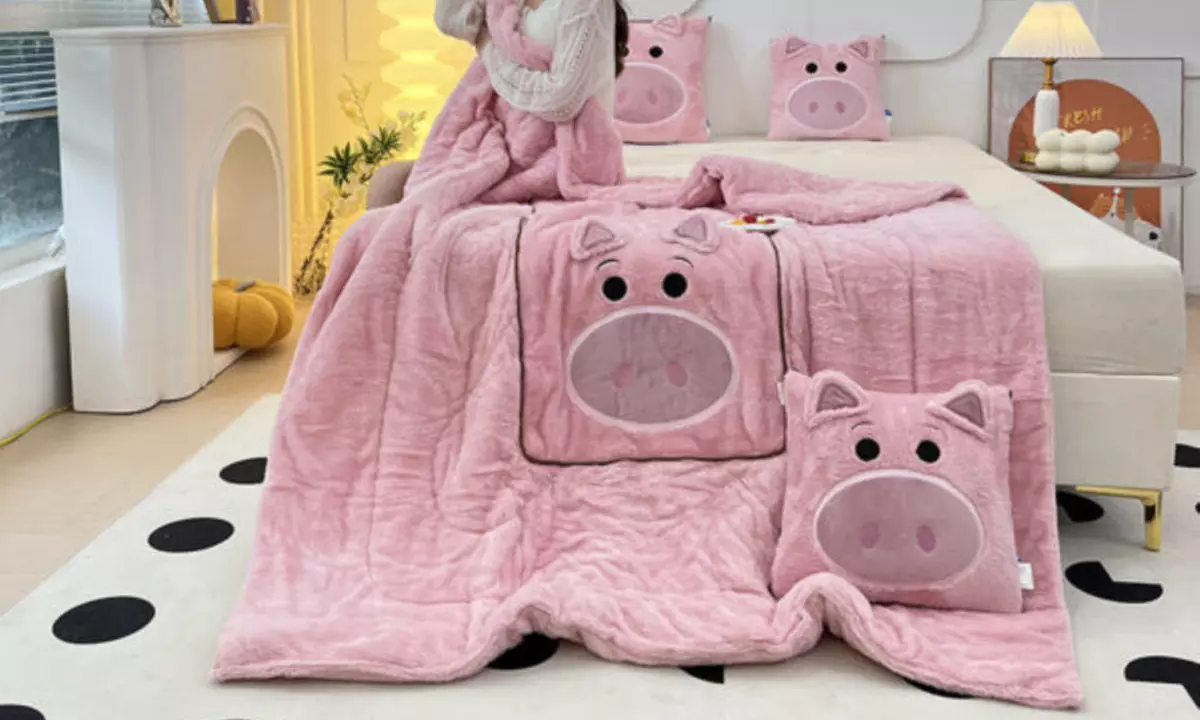 Cartoon Pillow Quilt Dual Purpose Double Sided Napping