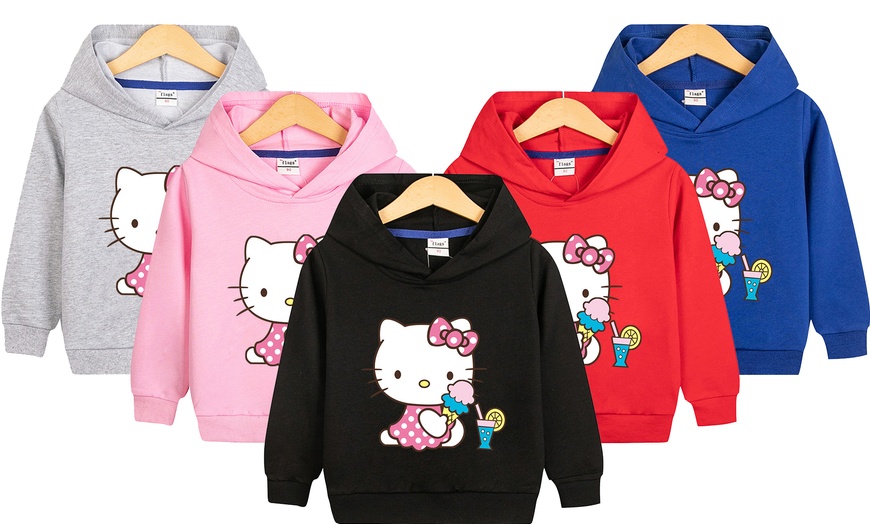 Image 1: Children's Hello Kitty Inspired Hooded Sweatshirt