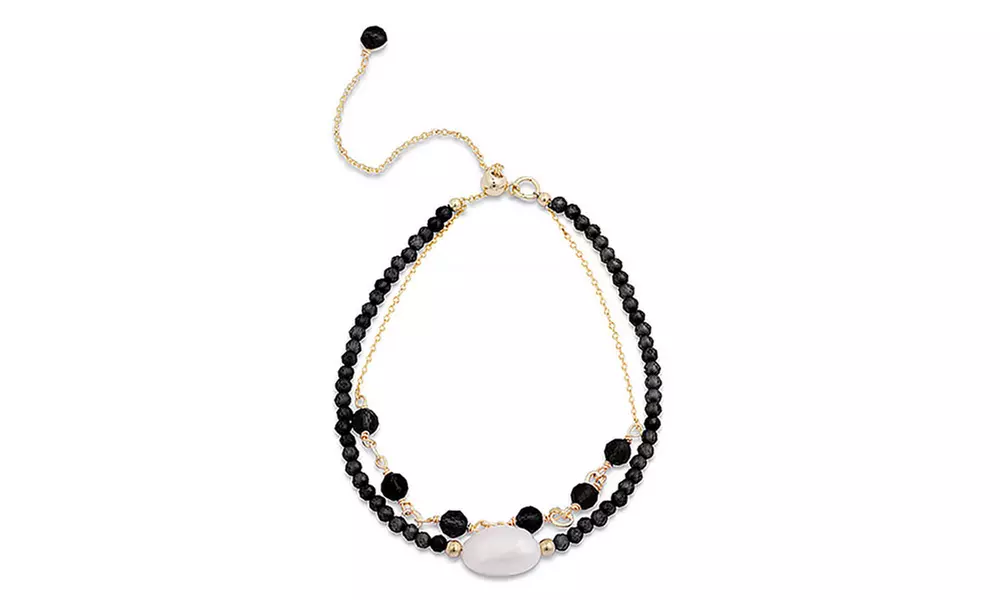 Bracelet doré et perles à double rangée de Luxenter, coloris au choix - Image 4