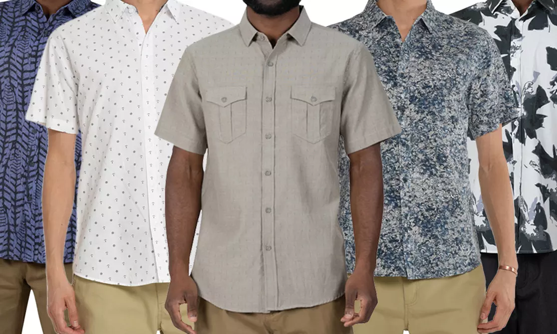 Verdo Men's Short-Sleeved Los Angeles Collection Slim Fit Button-Down Shirts - Primary Image