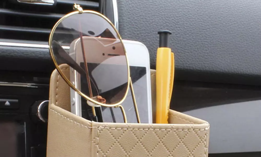 1x oder 2x universelle Haltertasche für Auto aus PU-Leder in Schwarz und/oder Beige - Primary Image