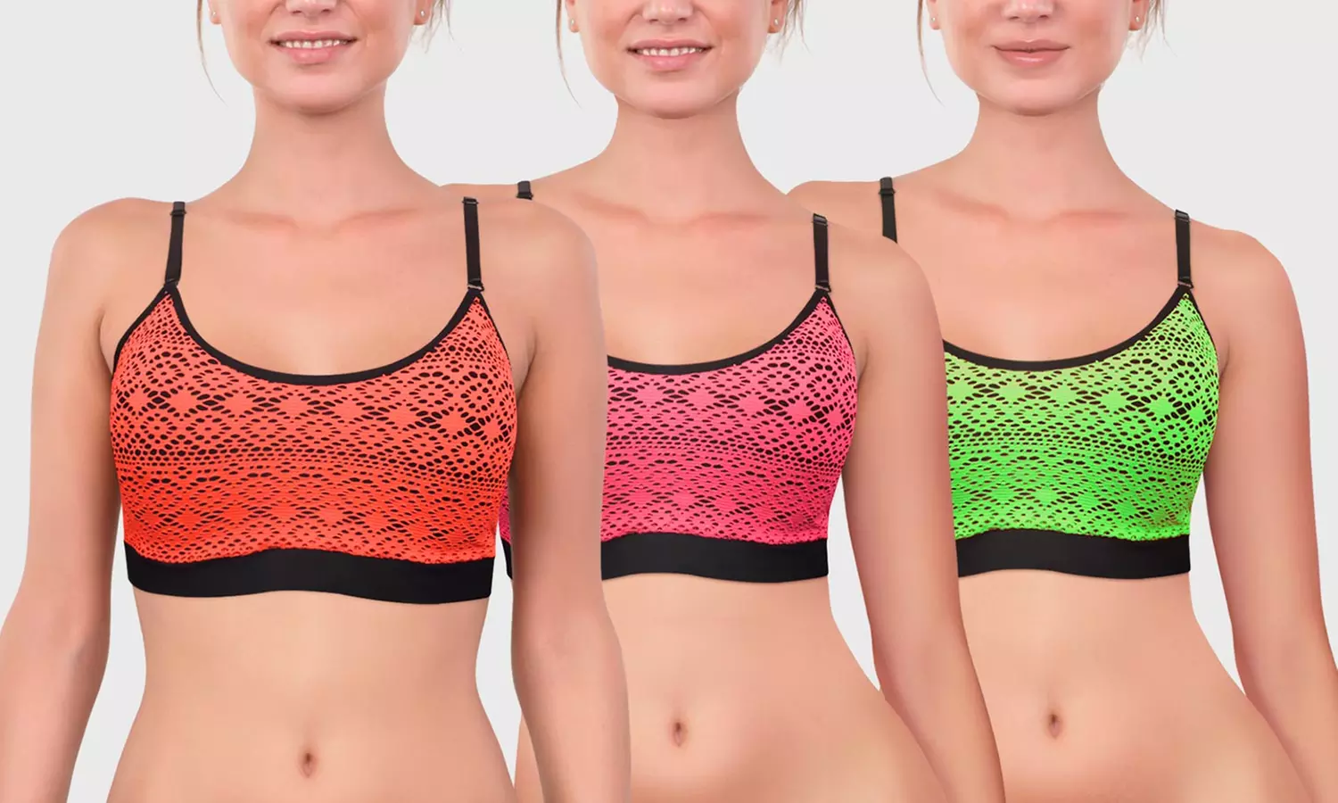 Seamless Mesh Overlay Bras (3-Pack) (Size M) - Primary Image