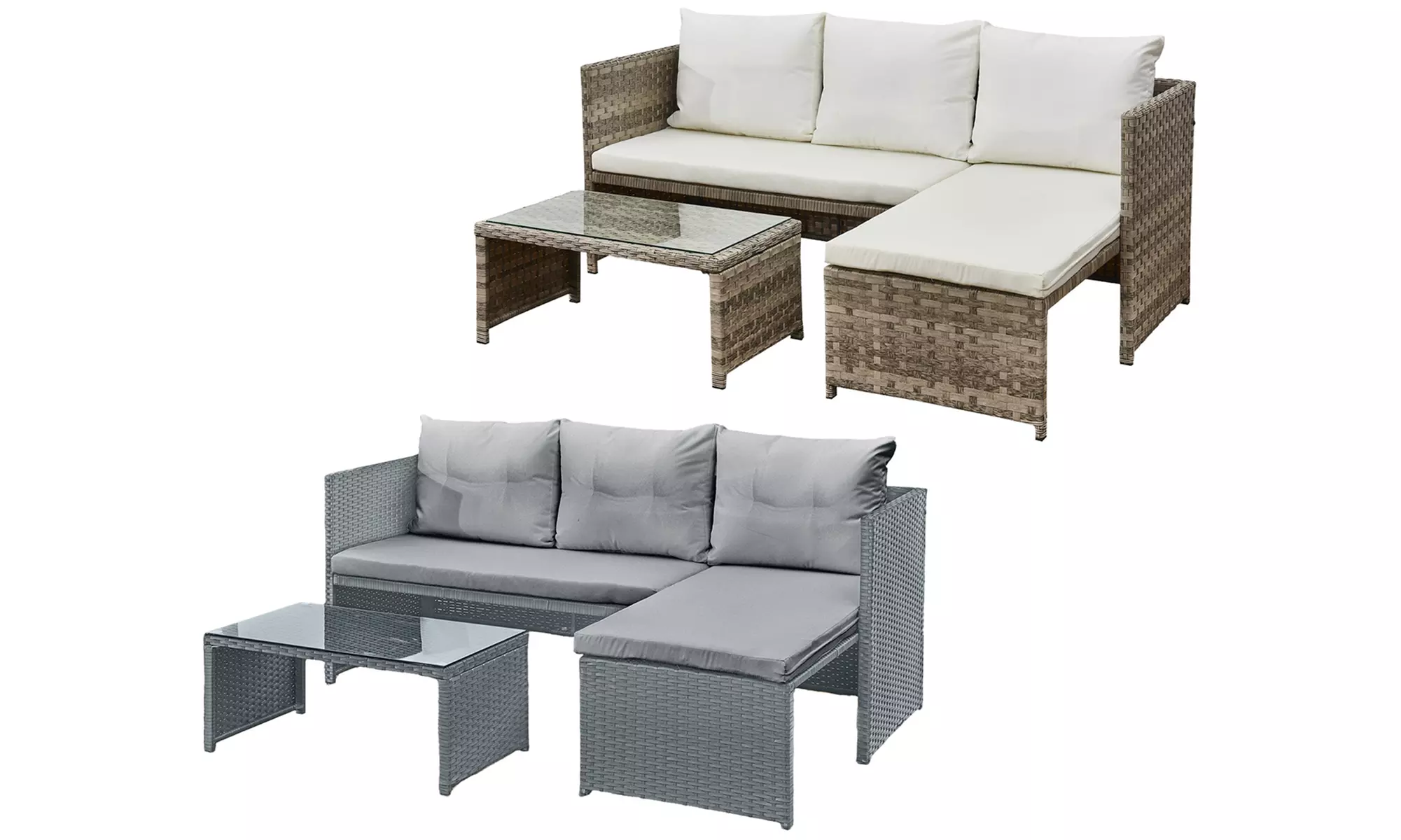 Florence 3-Seater L-Shaped Garden Corner Sofa Set with Table