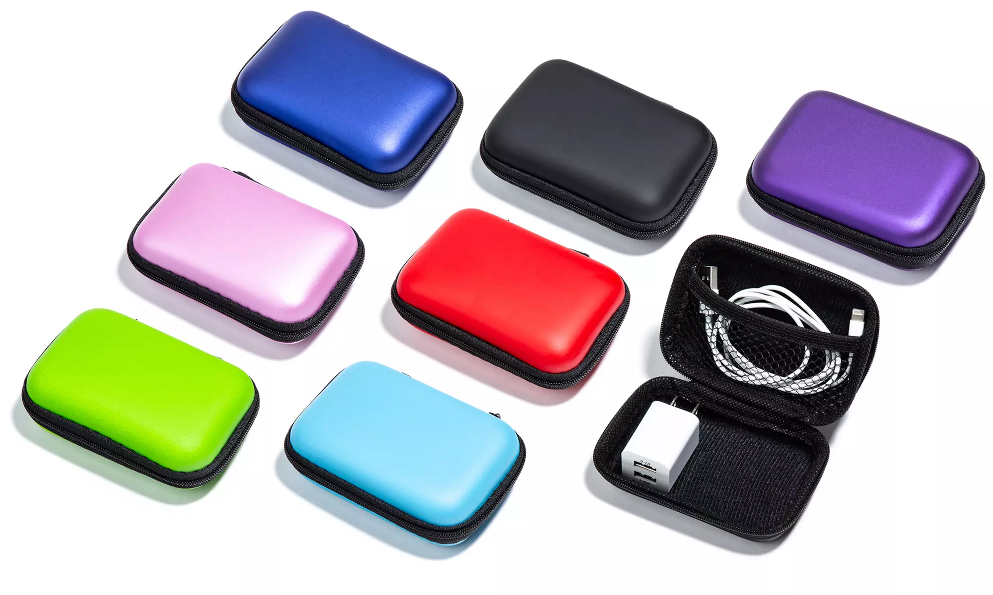 Compact Hard-Shell Carrying Case for Wall Charger and Cable - Primary Image