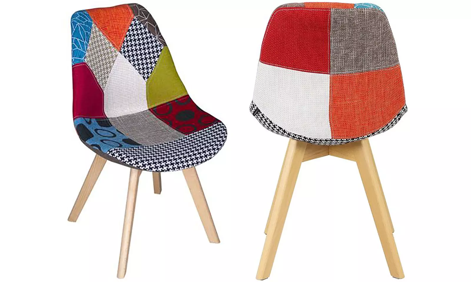 Kit di 2 poltroncine Picasso Patchwork in legno di faggio e metallo