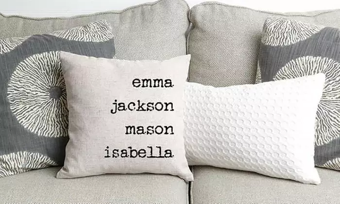 One, Two, Three, Five, or Ten Personalized Family Name Throw Pillow Covers from Qualtry (Up to 80% Off) - Primary Image