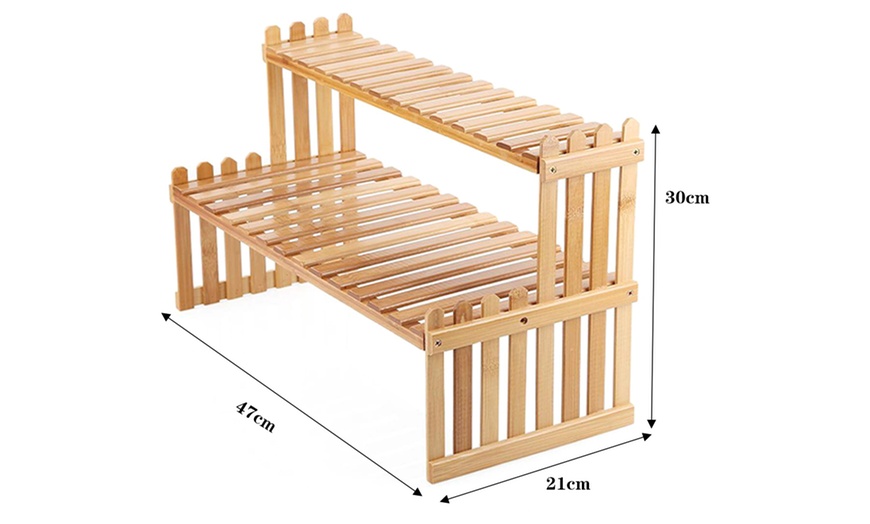 Image 8: Two Tier Multipurpose Wooden Display Shelf