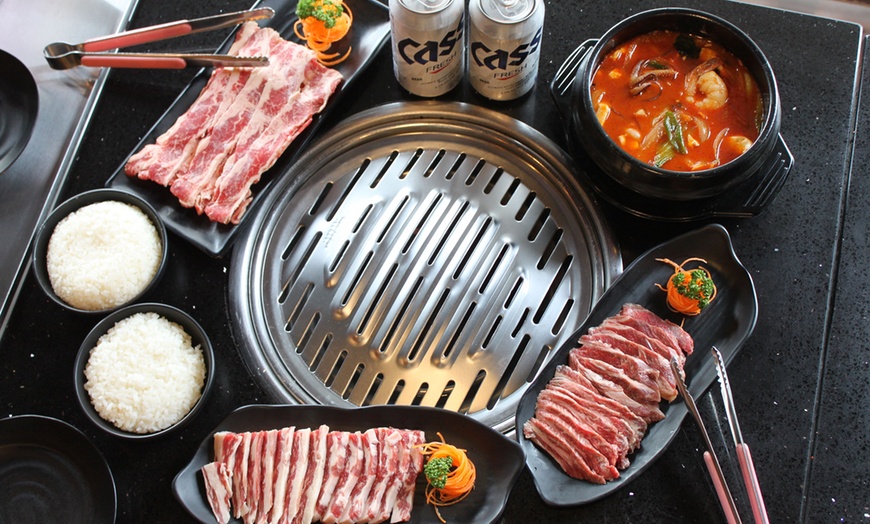 Image 2: Korean BBQ Set Menu + Beer for 2