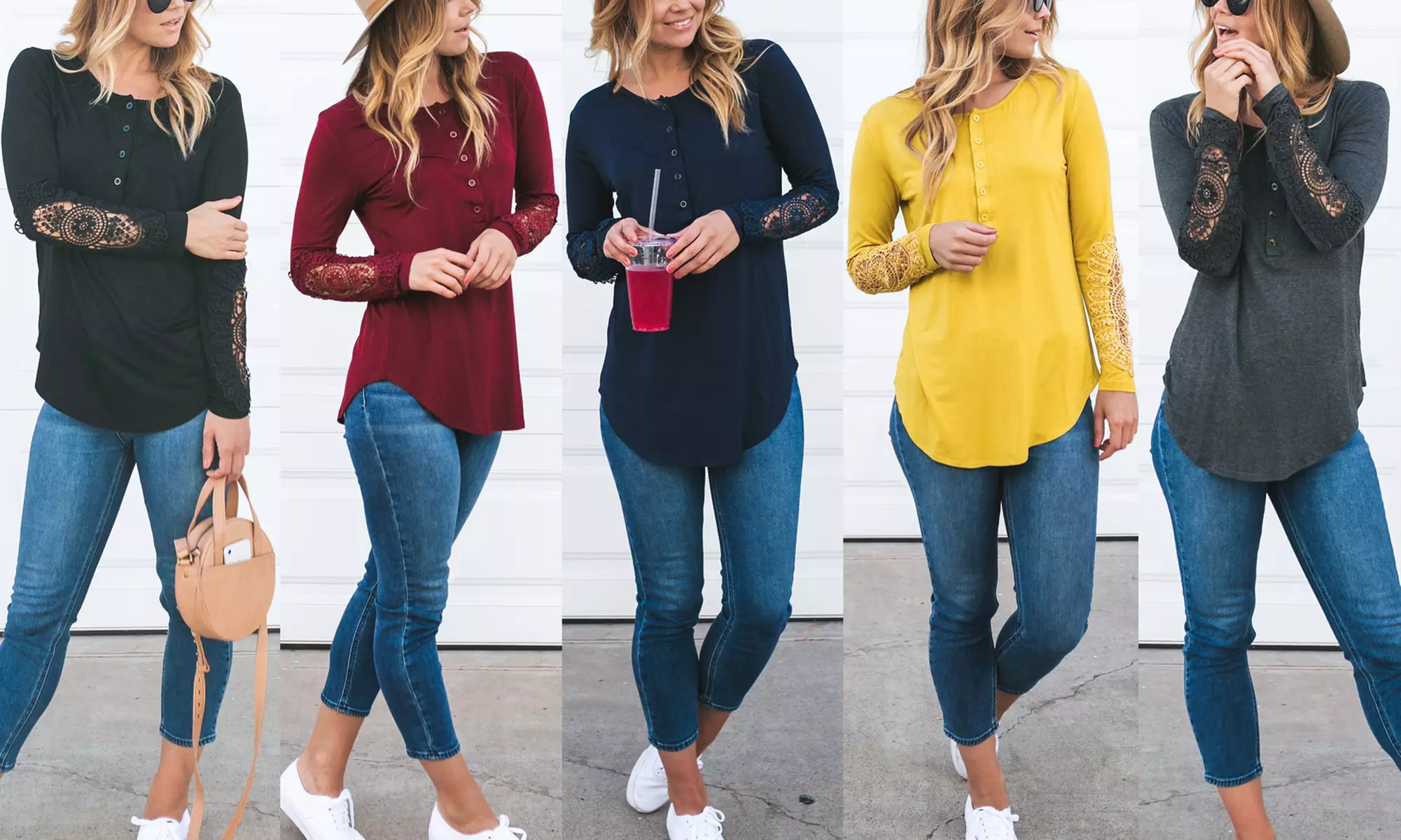 Reflection Women's Long Sleeve Henley Tee (S-3X) - Primary Image