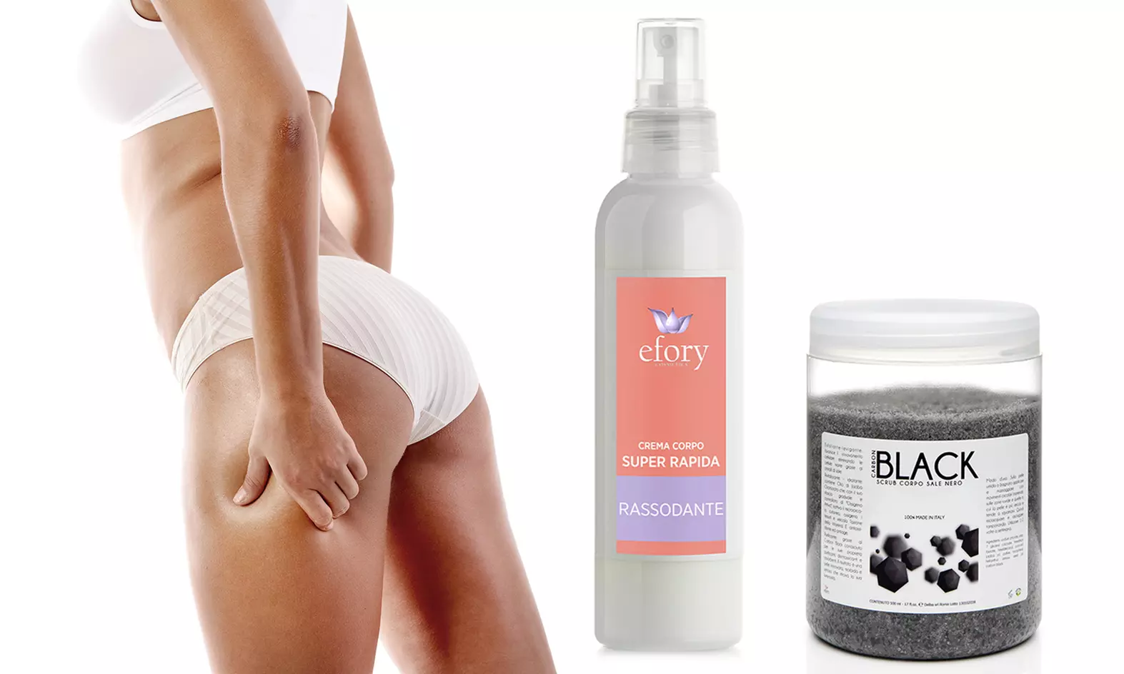 1, 2 o 3 kit azione Urto Super Rapida Rassodante Efory Cosmetics con scrub da 500 ml e crema corpo da 200 ml - Primary Image