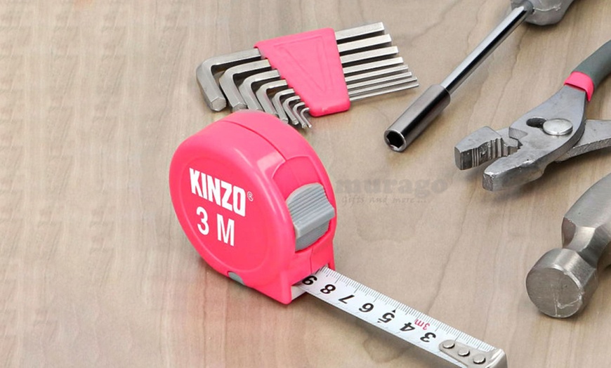 Image 9: 39-Piece Pink Tool Kit Set with Carry Case