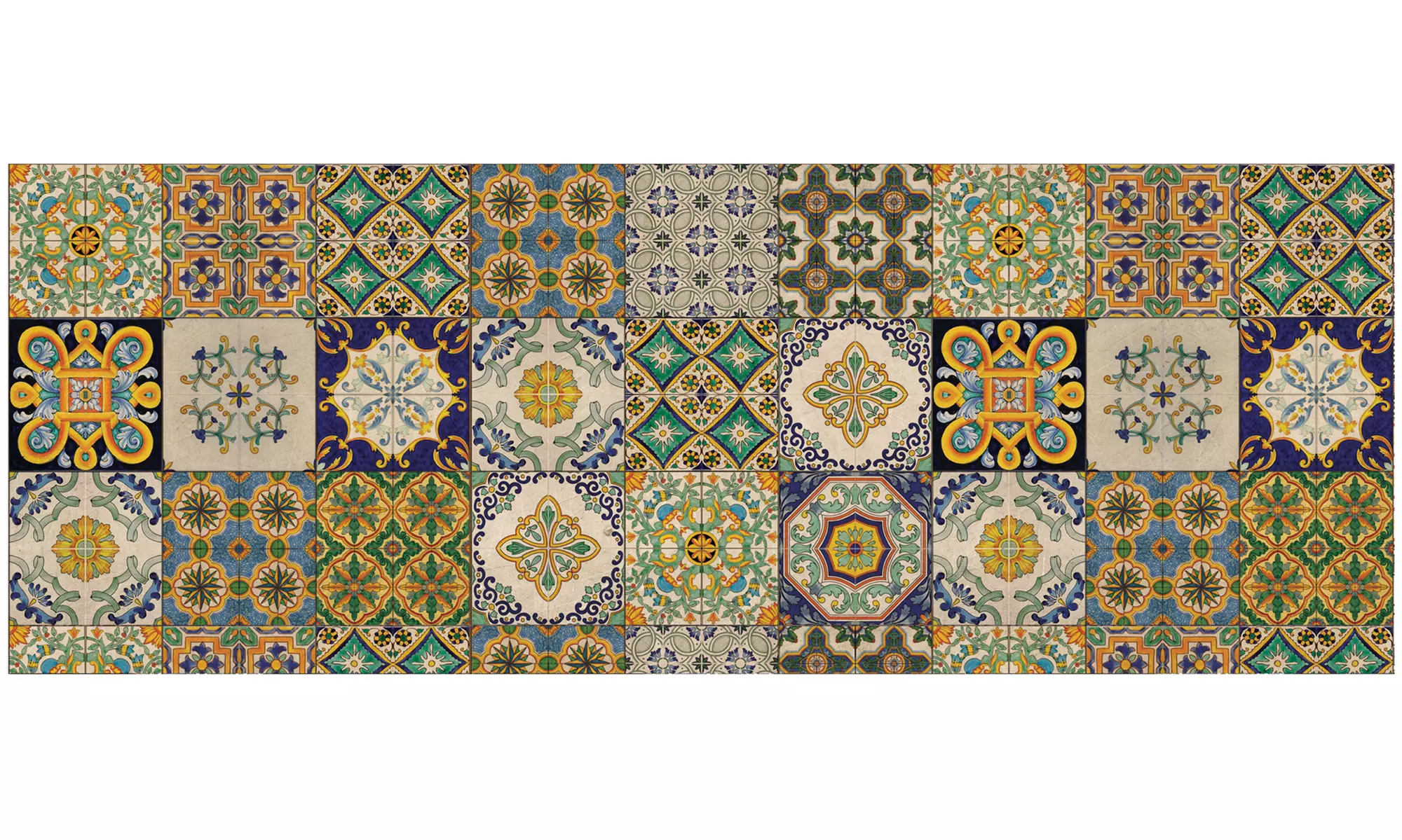 Alfombra de cocina con diseño de azulejos y reverso antideslizante