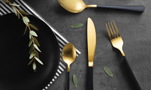 Black and Matte Gold Cutlery Set