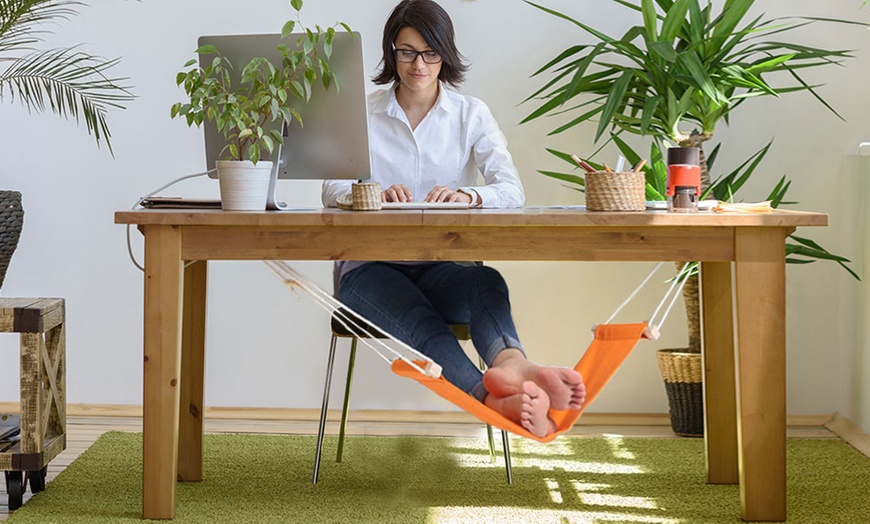 Image 1: Under-Desk Foot Hammock