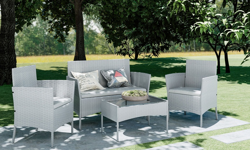 Image 14: Four-Piece Rattan-Effect Garden Furniture Set