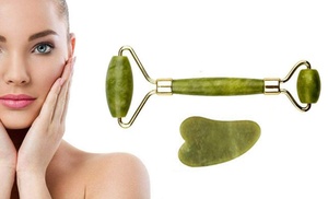 Jade Roller and Gua Sha Scraping Tool Set