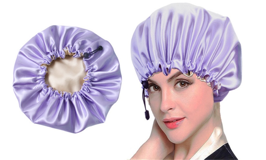 Image 6: Adjustable Satin Bonnet Night Sleep Cap